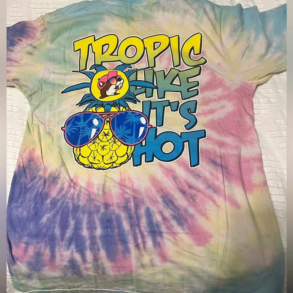 Two Buc-ees Graphic T-Shirts - Tie-Dye Summer and Black New Year